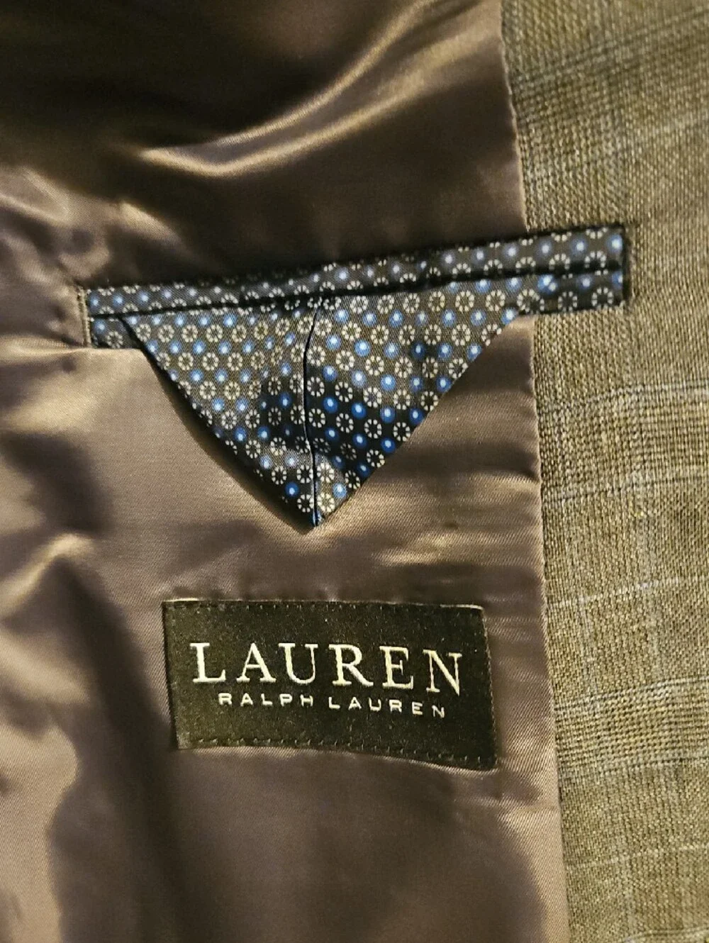 Ralph Lauren Blue-Gray Windowpane Boys' Two-Button Suit Jacket & Pant Set, Sz 6